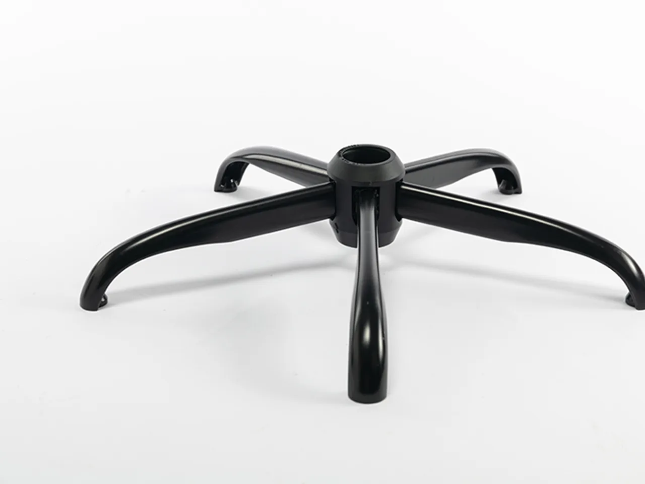 Black-painted cast five-arm chair leg without castors, showing the bare arm profile