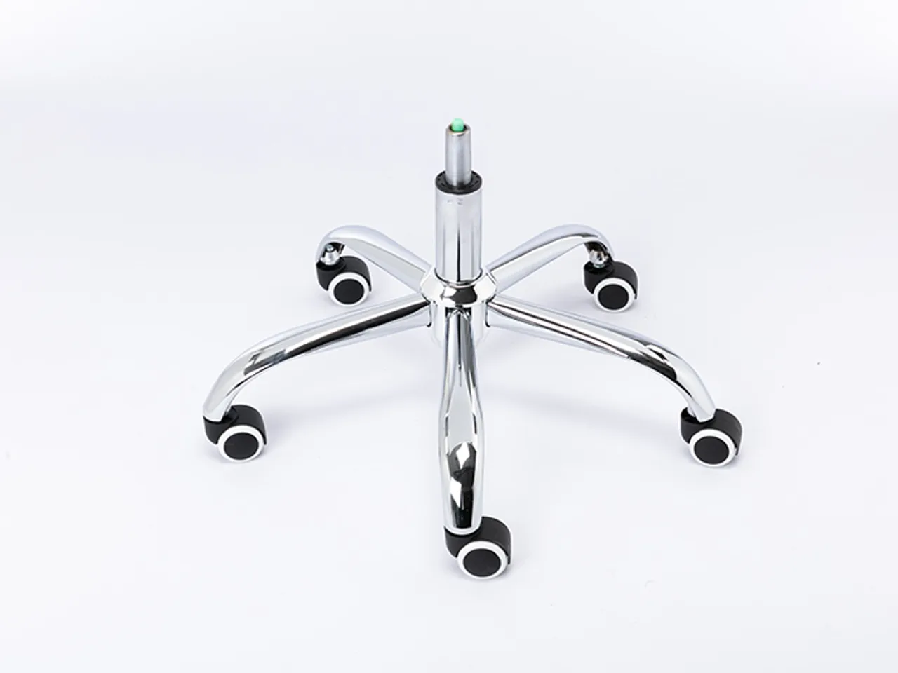 Chrome curved-arm cast chair leg, lower profile, with castors
